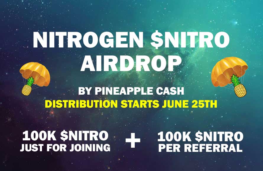 Join the 🍍Pineapple Cash🍍 airdrop!

Join here: t.me/pineapplecash_…

#bnb #bnbdiamond #cryptomoonshots #CMS #crypto #airdrop #giveaway #cryptofarming #pancakeswap #Nitrogen $NITRO