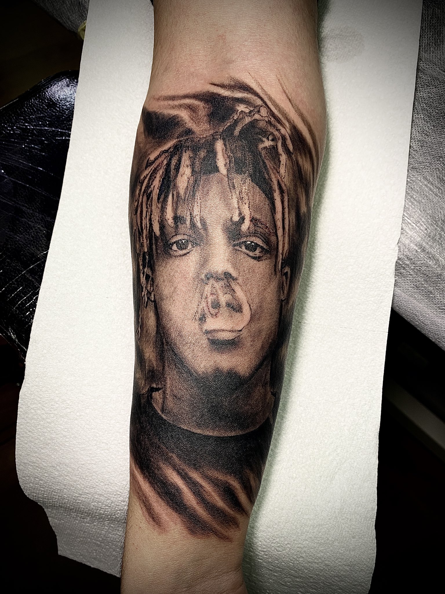 Was such a honor to do this juicewrld999 memorial tattoo as he was a close  friend of mine and i did all his tattoos This one was Deff  Instagram