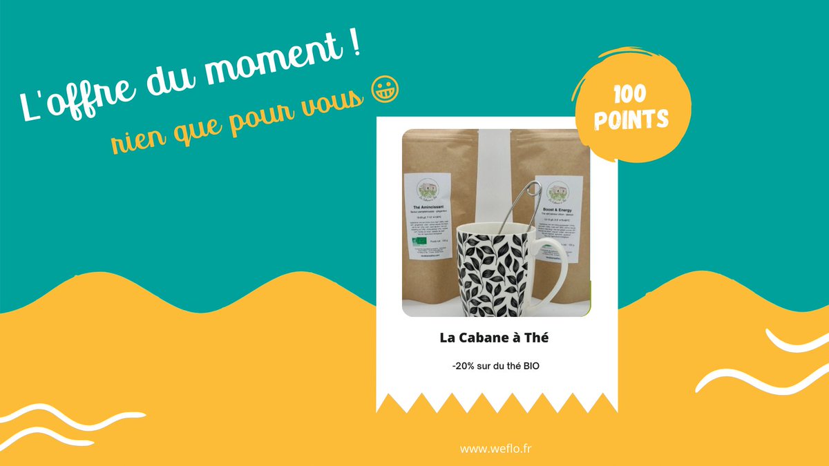 On se retrouve aujourd'hui pour l'offre du moment ! 🛍

Vous pouvez retrouver dès maintenant La Cabane à Thé sur notre boutique, pour commander votre thé bio 🌱

À très vite pour vous présenter de nouvelles offres ! 🧐