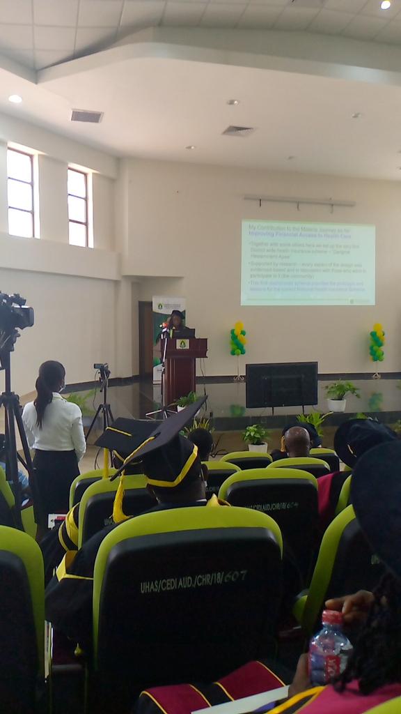 Prof. Evelyn Ansah explaining her contribution to improvement in healthcare financing