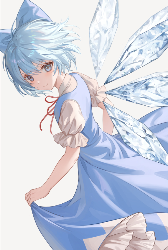 cirno 1girl solo wings dress blue hair ice wings blue dress  illustration images