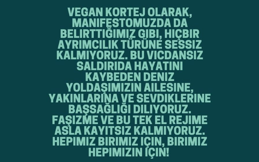 vegankortej's tweet photo. Bir kişi daha eksilmemek için dayanışma içerisindeyiz! #DenizPoyraz https://t.co/YuUamkGlev