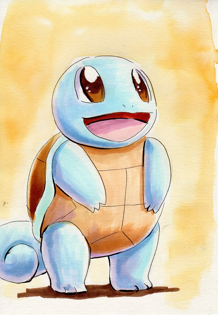 squirtle no humans pokemon (creature) solo open mouth brown eyes full body standing  illustration images