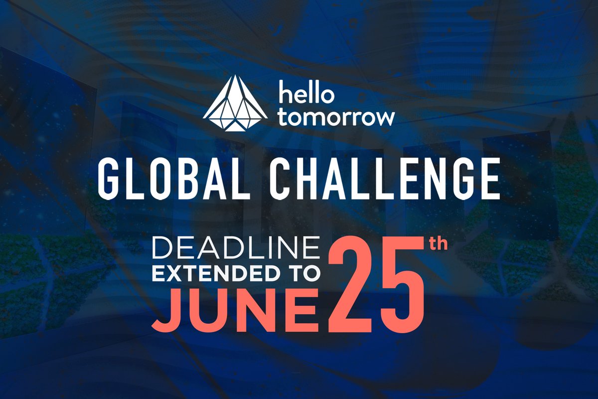 hellotmrc's tweet image. There’s still time! 9 more days, to be precise⏰
The deadline to apply for the #HTGlobalChallenge is extended to 25th June.

Calling all #deeptech startups, we’re ready to do everything we can to help you succeed. All you need to do is apply. It’s free.
👉 hello-tomorrow.org/startups/