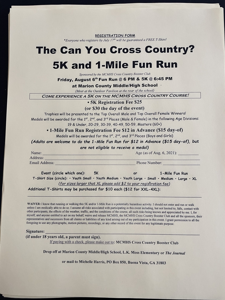 Can you Cross Country 5k and 1-Mile Fun Run Registration Form