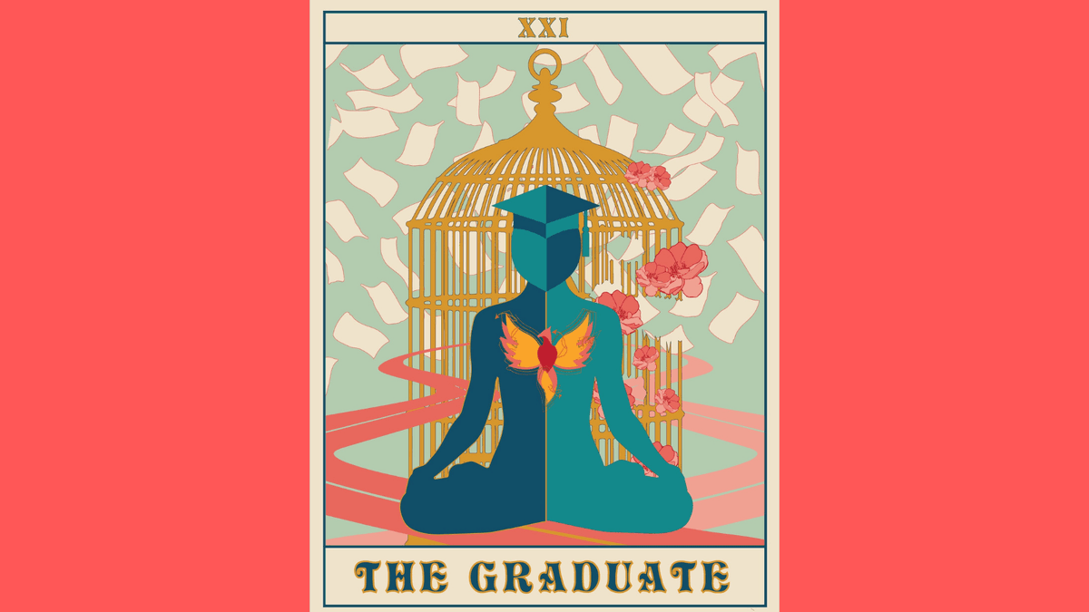 SFdirewolf's tweet image. By @annalandre, Madeleine Gibbons-Shapiro, &amp;amp; the Georgetown University Disability Studies Class of 2021

The Graduate tarot card 

For a full image description and more about the making of this card: disabilityvisibilityproject.com/2021/06/03/the… 

#DisabilityJustice #DisStudies #DisCrit