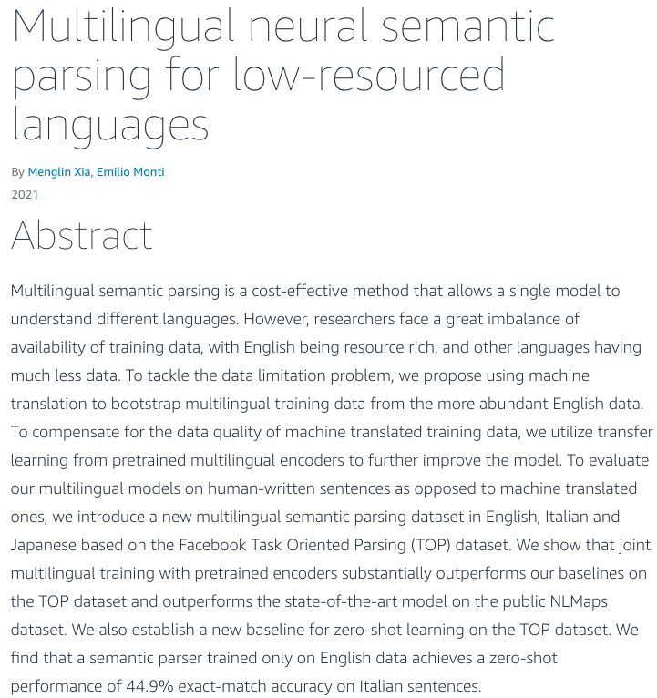 emilmont's tweet photo. Our paper is out: "Multilingual Neural Semantic Parsing for Low-Resourced Languages" - Menglin Xia - https://t.co/HXfG9Hl7Dp - #AmazonScience https://t.co/YqwjnQDVtO