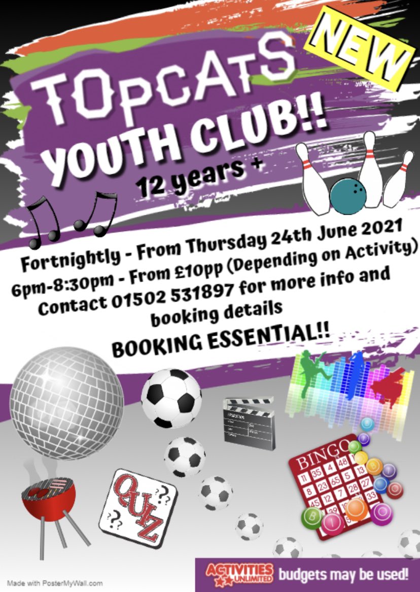 Topcats2016's tweet image. 📣EXCITING ANNOUNCEMENT📣

⭐️We are very excited to bring you our NEW YOUTH GROUP, this will run fortnightly on a Thursday evening!!⭐️

⭐️It will be aimed at young people aimed 12 years+⭐️

⭐️Please see the info on the poster below for more details and how to book!!⭐️

💜🧡💚