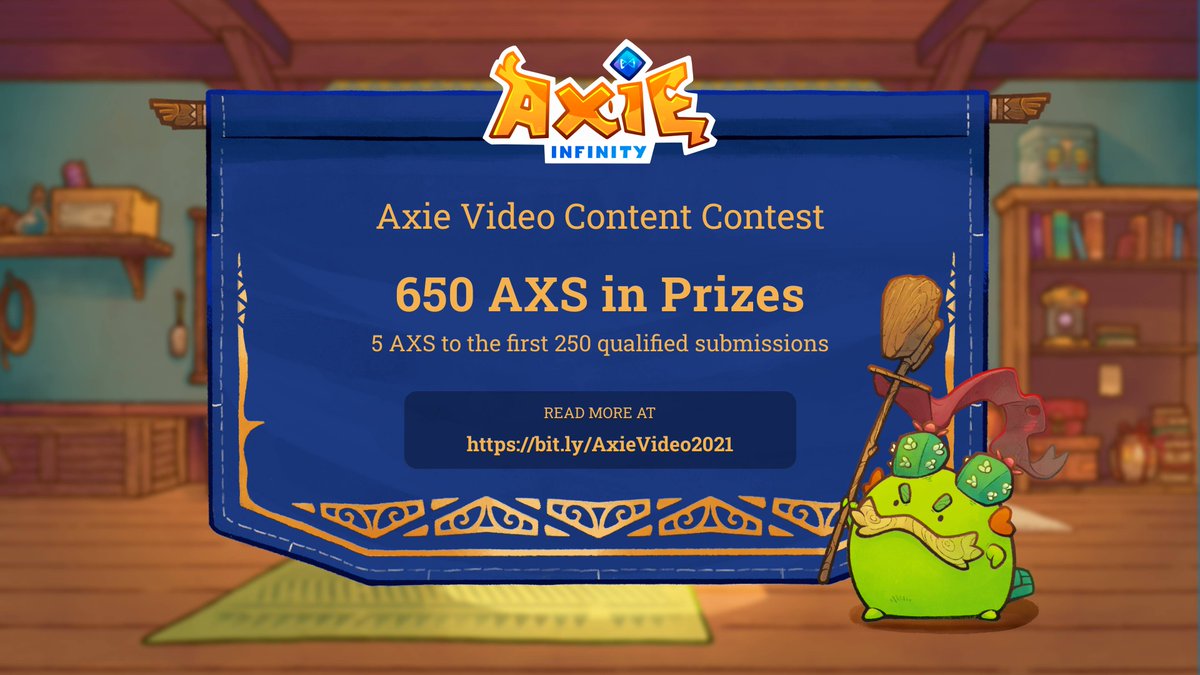 ⚠️ Big news, Axie Creatives:

The Axie Short Video Contest 2021 is now live, with over 650 AXS in prizes for 15 winners. Additionally, 5 AXS to the first 250 qualified submissions- just for participating!

Find full details and info at axie.substack.com/vidcontest

#AxieContest
