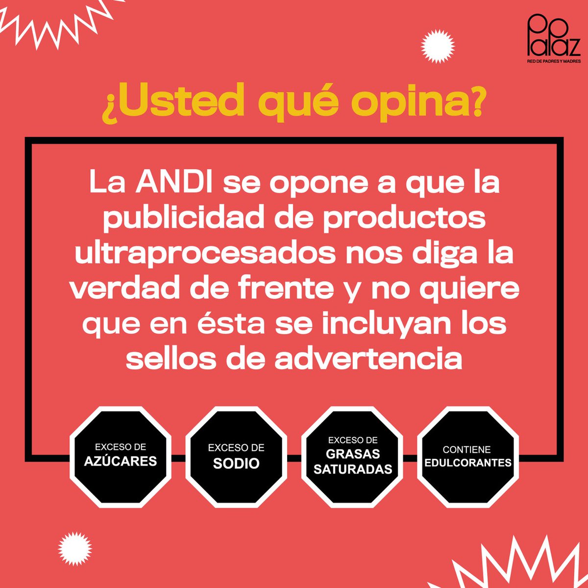 RedPaPaz's tweet photo. La publicidad de productos ultraprocesados también debe mostrar los sellos de advertencia 
@SenadoGovCo @ArturoCharC @jaimeduranbar @SandraComunes @SecreSenado no le hagan la #JugaditaALeyComidaChatarra https://t.co/oYCGg6pSwH