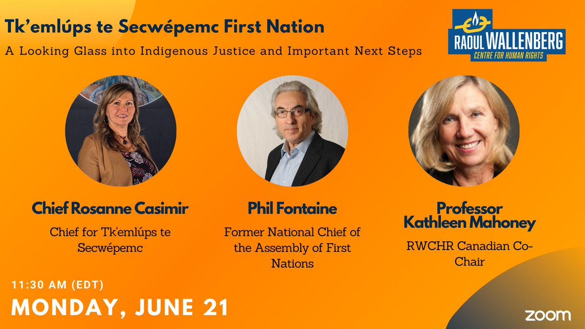 Introducing our wonderful panelists!

Featuring Chief Rosanne Casimir, Chief for <a href="/Tkemlups/">Tk̓emlúps te Secwépemc</a> te Secwépemc, Phil Fontaine, former National Chief of <a href="/AFN_Updates/">AFN</a> &amp; <a href="/ProfMahoney/">Kathleen Mahoney</a>, Professor at <a href="/UCalgaryLaw/">UCalgary Law</a> and RWCHR Canadian Co-Chair.

Registration is now open: tinyurl.com/RWCHRWebinar