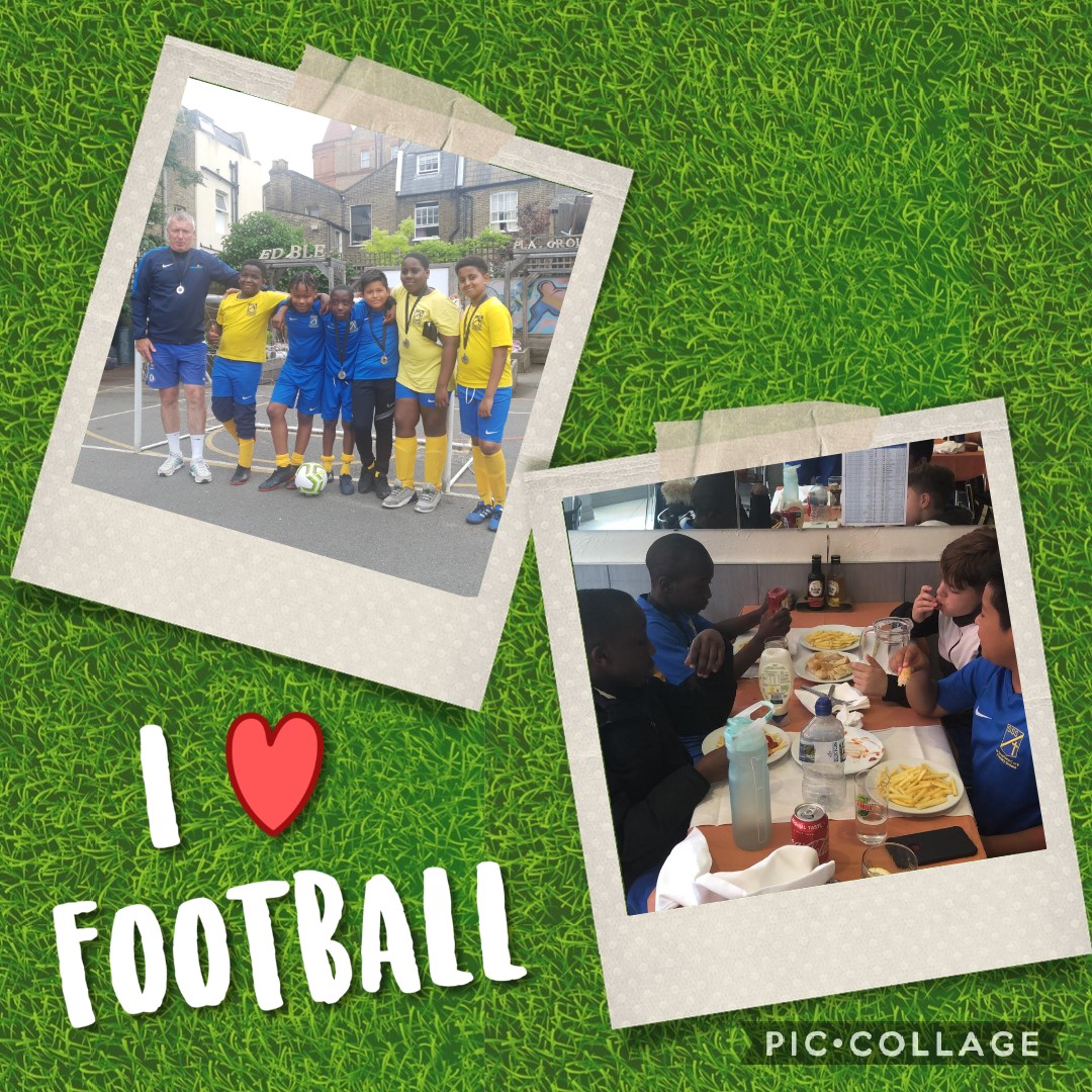 ststephensSW8's tweet photo. Our fabulous footballers return!⚽️🏆🥇 Well done boys! 👏 You did us proud! Glad you enjoyed your treat on the way home courtesy of Coach Michael 🍟🍕 @Enthusekids @BalhamBallers #StStephensSports #Football #StStephensFootball #BalhamCup https://t.co/cUqF1FvCtp