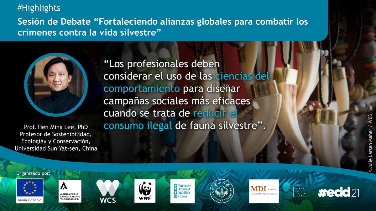 #EDD21 Desde 2019, la Universidad Sun Yat-sen diseña, prueba y evalúa nuevas ciencias del comportamiento como una estrategia para reducir el consumo ilegal de vida silvestre en China.
#OnEarth #AlianzaFaunaYBosques #PartnersAgainstWildlifeCrime