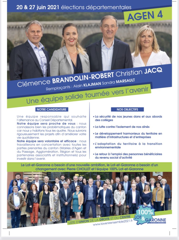 ClemenceAgen's tweet photo. #departementales2021 #Agen4 notre programme @100LotetGaronne https://t.co/sJtVpfQYvU
