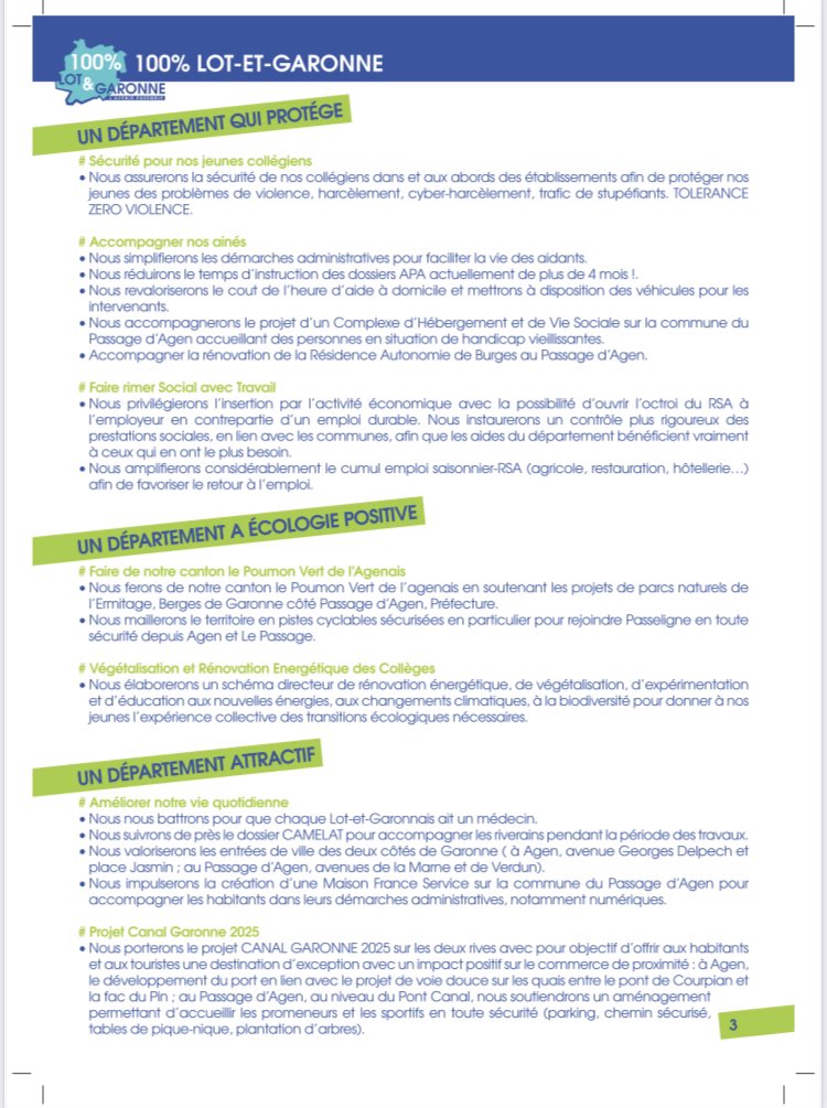 ClemenceAgen's tweet photo. #departementales2021 #Agen4 notre programme @100LotetGaronne https://t.co/sJtVpfQYvU