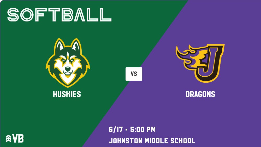 Thursday, June 17 - JV at 3:30pm &amp; Varsity DH at 5pm 
Johnston Middle School Baseball/Softball Complex
Rosters can be found at ia.varsitybound.com