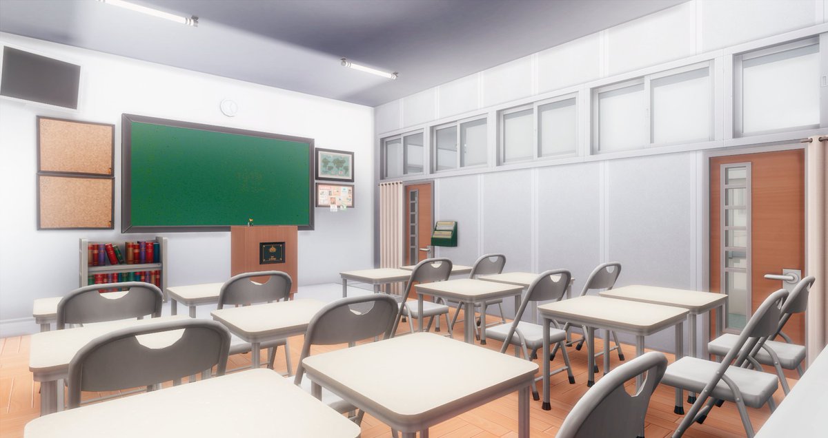 XFreezerBunnyX's tweet photo. Class is about to start..! 🔔📚 #WIP #TheSims #TheSims4 #RedesignNewcrest #Renewcrest #BackToSchool #UenoyamaHighSchool #Anime #AnimeXTheSims #ShowUsYourBuilds https://t.co/66FrKHKcHl