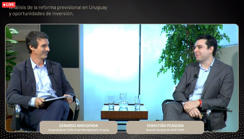 InversionSURAUY's tweet photo. Dando inicio a este #WebinarConExpertos, recibimos a @GAmeigenda, vicepresidente de SURA Asset Management Uruguay que le da la bienvenida a @speaguda, gerente general de @AfapSura con su presentación ¡Hablemos de pensiones!

#InversionesSURA https://t.co/MpVb5JVLnZ