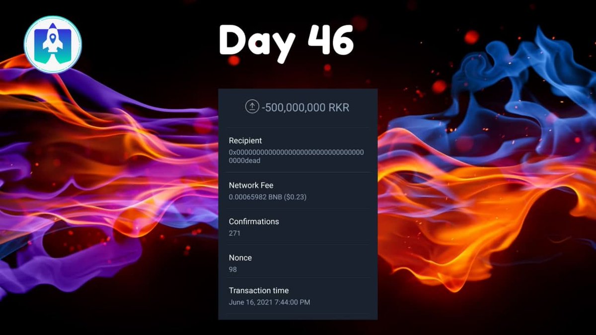 RocketRide_RKR's tweet photo. 📢BREAKING
🔥BURN Again Day46🔥Dev wallet going to burned 500m RKR to dead address continuously reach 100 days. Ideology behind the burn is to reward holder with more RKR DAILY!🚀
Telegram:https://t.co/8QdEBXzG7L
https://t.co/O6kPiHhnsW
#Binance #Crypto #Pancakeswapv2 https://t.co/61fZJC1BrM