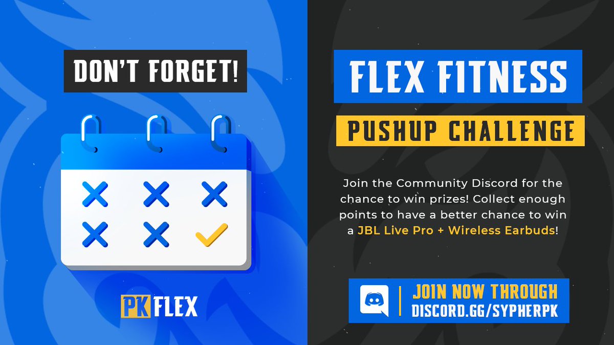 PKHOOD's tweet photo. Don't forget to keep participating in this months fitness initiative! Be sure to join the Discord to participate and use #PKFlex on Twitter to showcase your fitness journey and maybe get some love and attention from Sypher! https://t.co/W3xixxb7wi

@SypherPK | #PKHood 👹 https://t.co/bFh0tvKpG4