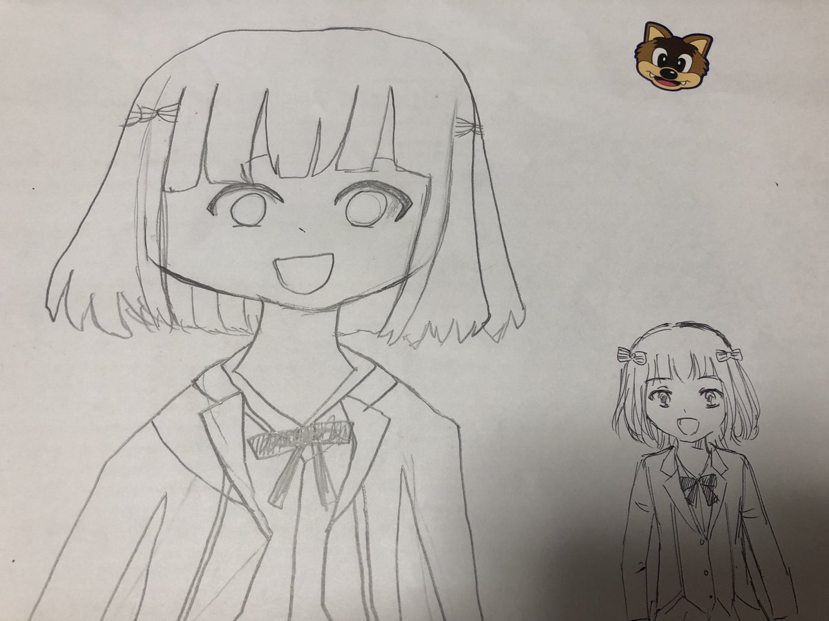 三女が描いた女の子、ママ真似して描いて〜と言われて描いたのがこちら。
すると、三女に頭🎀りぼんじゃない💢編み込みしてるの!!!!と怒られた 
