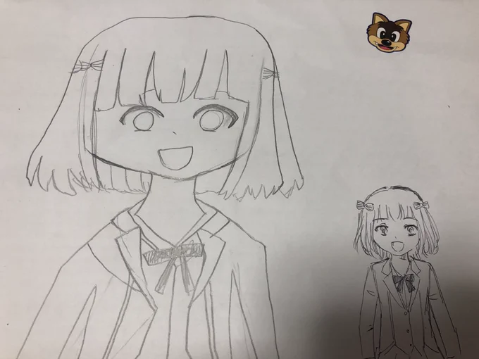 三女が描いた女の子、ママ真似して描いて〜と言われて描いたのがこちら。
すると、三女に頭🎀りぼんじゃない💢編み込みしてるの!!!!と怒られた 
