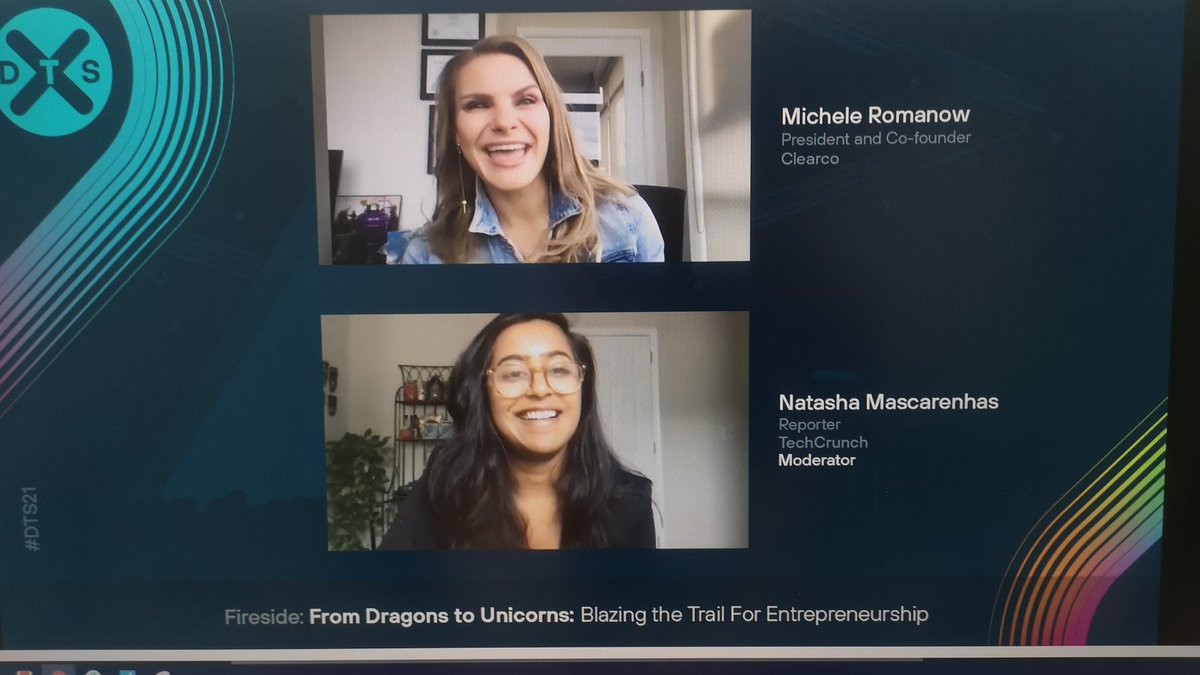 <a href="/DubTechSummit/">Dublin Tech Summit</a> Headliner <a href="/MicheleRomanow/">Michele Romanow</a> of <a href="/getclearco/">Clearco</a> and <a href="/cbcdragon/">Dragons' Den 🐉</a> talking Live now with <a href="/nmasc_/">Natasha Mascarenhas</a> of <a href="/TechCrunch/">TechCrunch</a> #DTS21