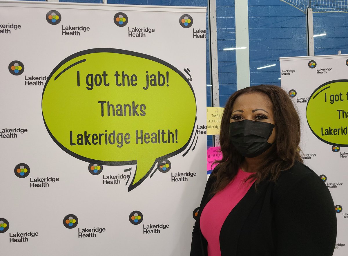 carionfenn's tweet photo. Thank you to our amazing team at @LakeridgeHealth &amp; @DurhamHealth for Vaccinating our community &amp; keeping us safe. Dr. Li, you were awesome. Let's keep each other safe. #getvaccinated #rollupyoursleevesdurham #lakeridgevaccine  #gotthejab #togetherwearestronger @RegionofDurham https://t.co/XQX7HPfH41