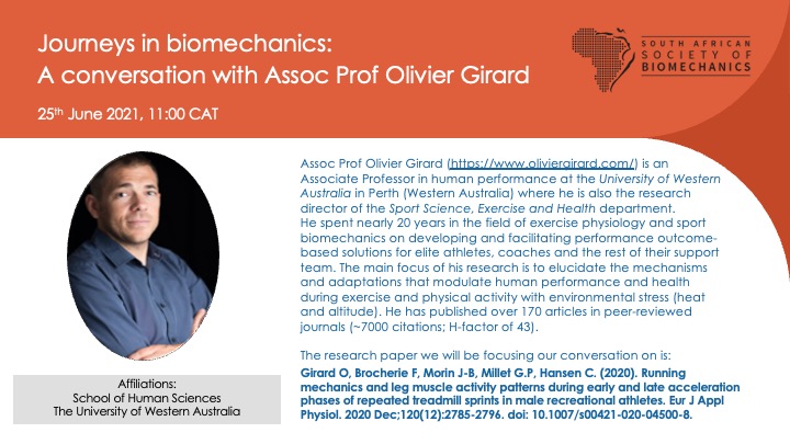 We'll be talking to Assoc Prof Olivier Girard <a href="/dr_o_girard/">Olivier Girard</a> on 25 June, about his journey in human performance science and one of his most recent publications in the field of sports biomechanics. 

Register: bit.ly/3wDtPun 
Read the paper: bit.ly/3vAqRW2