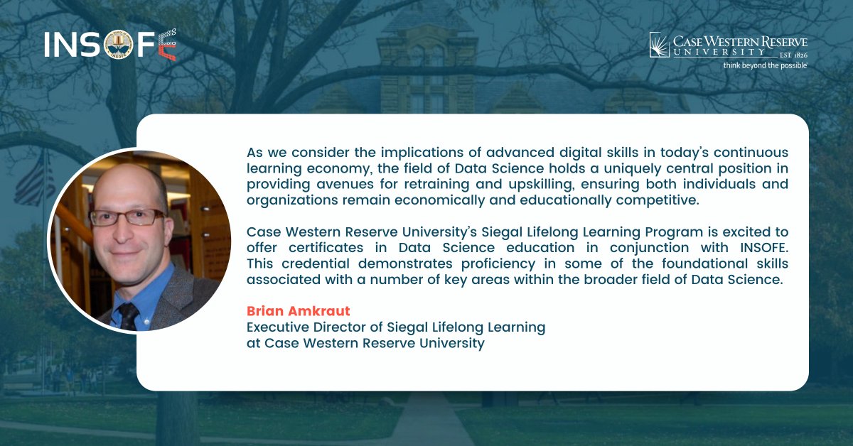 INSOFE PG programs are recognized by numerous leading education institutes across the world and are also jointly certified by the Case Western Reserve University, USA.

#INSOFE #CWRU #datascience #businessanalytics