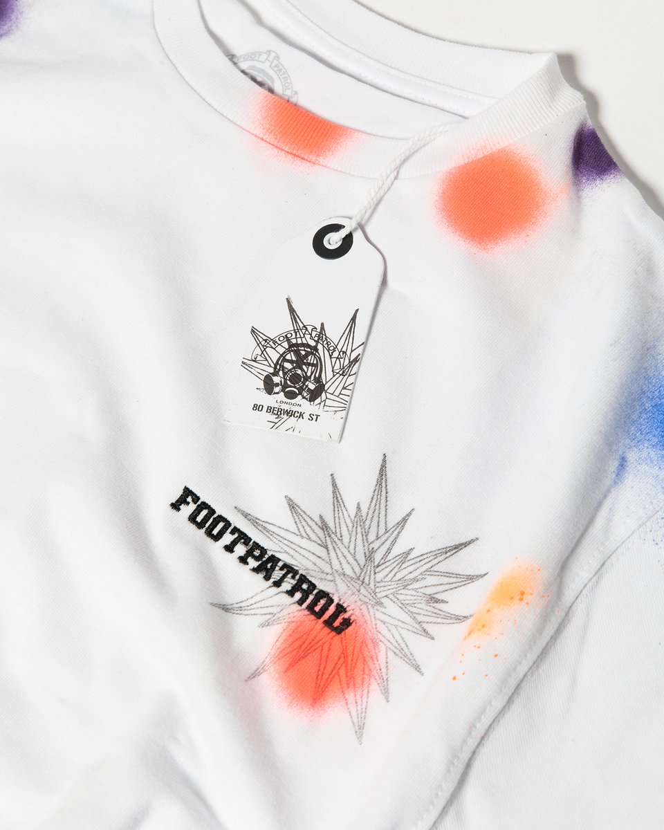 Footpatrol_ldn's tweet photo. Robi also created a series of custom, hand painted Converse and FP T-shirts that are available via a raffle. Tickets will be available for £10 and £5 with all proceeds will be going to @wearegrow___. Click here to enter: https://t.co/lmyVH9tnNF #FPCommuniT #CommuniT @robiwalters https://t.co/anoNgBOLtI