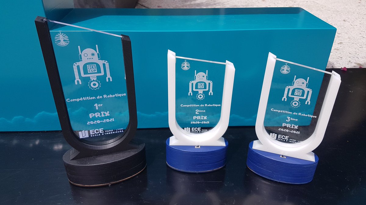 Les trophées de la compétition de robotique  #ececup sont prêts! Qulles équipes seront sut le podium  suspense! Merci à la belle team du #Fablab #robotique #projets #autonome