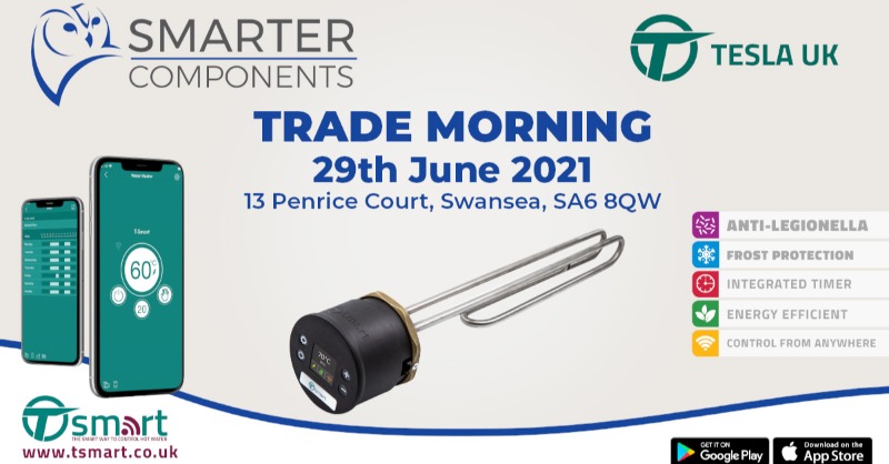 Pop in and see us at Smarter Components, Swansea where we will be showcasing our new &amp; innovative T-Smart Cylinder Thermostat.

📅 29th June 2021
🧭 8am onwards
📍  Smarter Components, SA6 8QW, <a href="/SmarterSwansea/">Smarter Components</a>