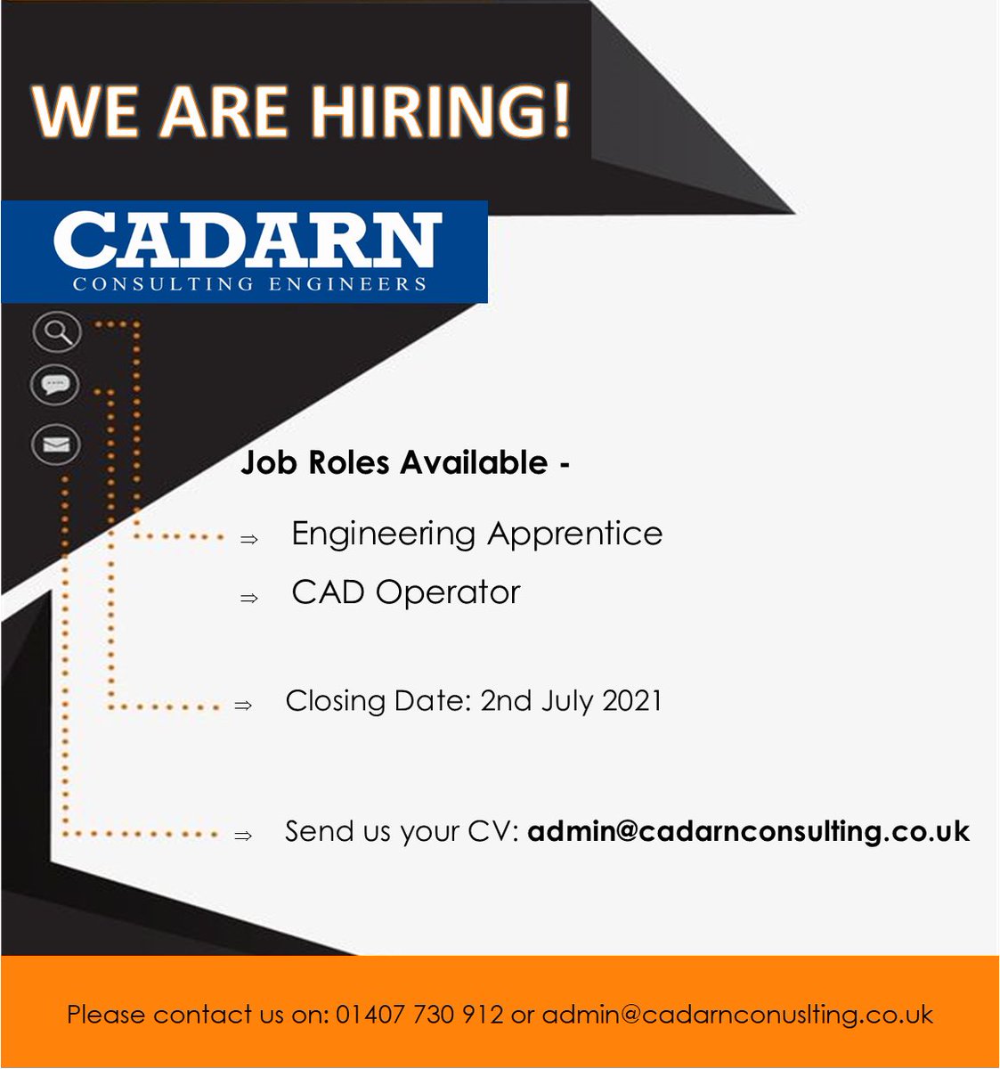We’re currently looking for a CAD Operator and Engineering Apprentice.
 
If you think the role suits your career aspirations and experience, we’d love to hear from you. Take a look at the CAD Operator role on our website for full detail- cadarnconsulting.co.uk/en/cad-operato…