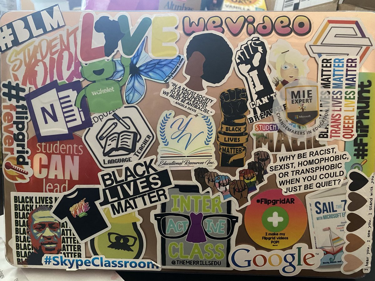 YaritzaV_'s tweet image. Thought about changing my case; then it hit me that every sticker on here reflects my thoughts, collaborative opportunities &amp;amp; folks I support. 
🤎Thanking all of you for another awesome school year: #BLM #QLM #FlipgridFever #MIEExpert #SkypeClassroom @GoogleForEdu #BetterTogether