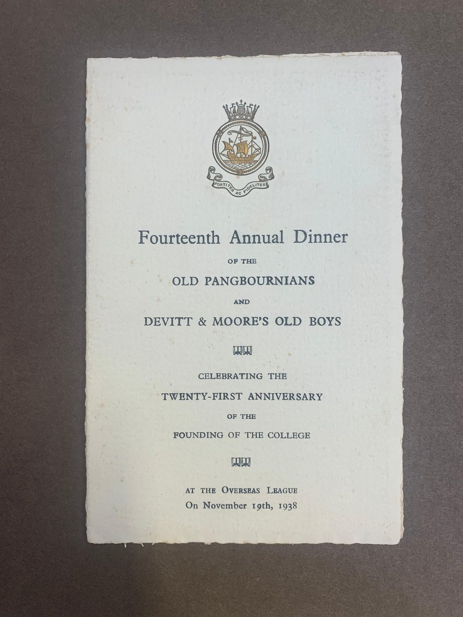 PangbourneColl's tweet photo. We were very fortunate to have been donated several photo albums from #OldPangbournian, Hugh Bannister Williams' daughter! Here is a programme from the Fourteenth Annual Dinner. Hugh attended Pangbourne College from 1930 - 1934. #PangCollCommunity #PangCollOPs #ThrowbackThursday https://t.co/MZA0w11xPX