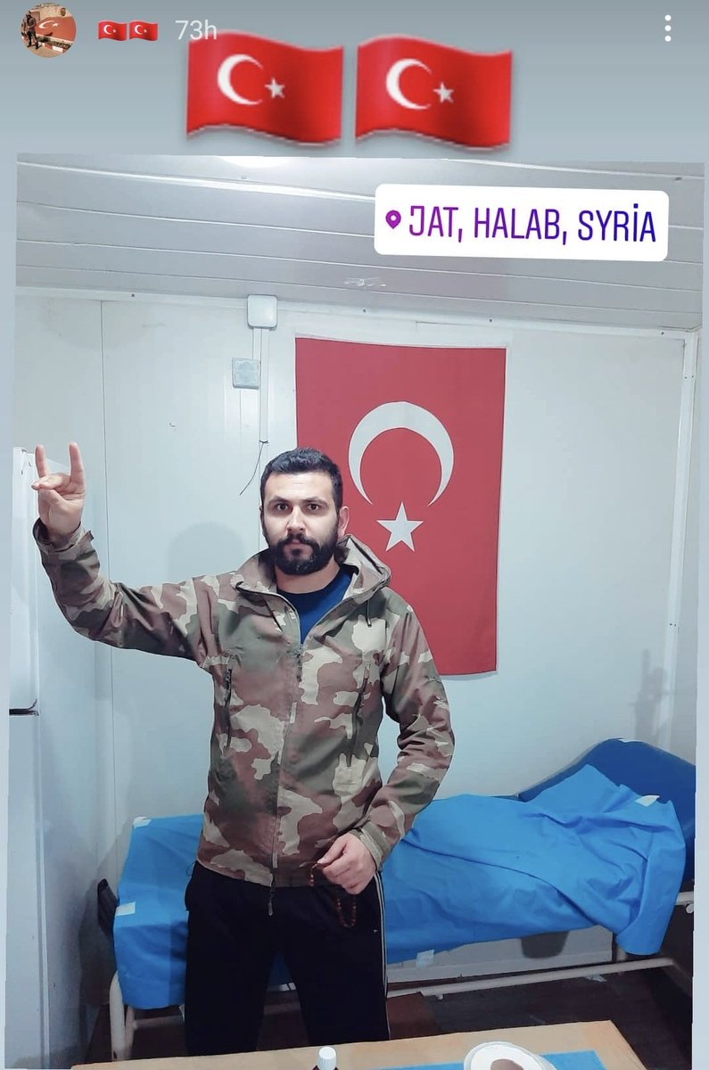 SweeneySteve's tweet photo. THREAD: This is the face of Onur Gencer, the fascist accused of killing HDP member Deniz Poyraz in Izmir this morning.

He is flashing the salute of the Grey Wolves, a neonazi organisation affiliated to the MHP, junior partners in the Turkish government. https://t.co/F3Z8rf3dOZ