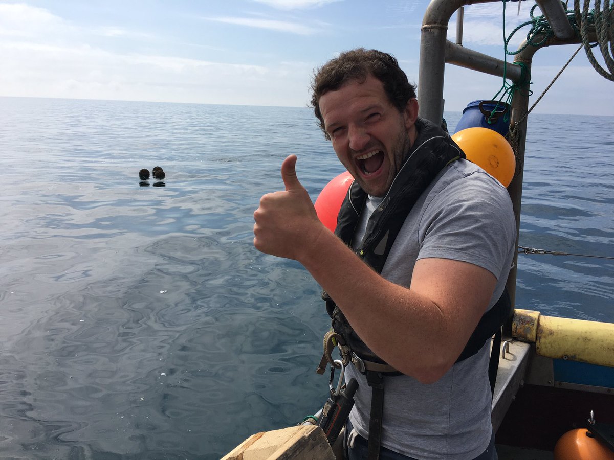 Pete_Davies1's tweet photo. Great few days retrieving acoustic release receivers in Lyme Bay for project ROPE with @ThomasStamp. Excited to find European bass moving between estuaries, offshore shellfish aquaculture and shipwrecks. @Dr_Emma_Sheehan @OffshoreShell @EU_MARE @DorsetDevonFLAG https://t.co/rZPs4bu9zc
