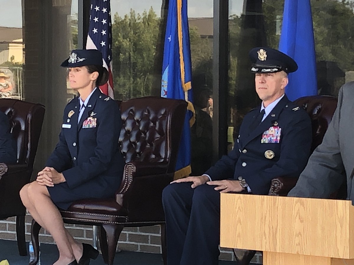 On the left, outgoing 81st Wing commander Col. Heather Blackwell. On ...