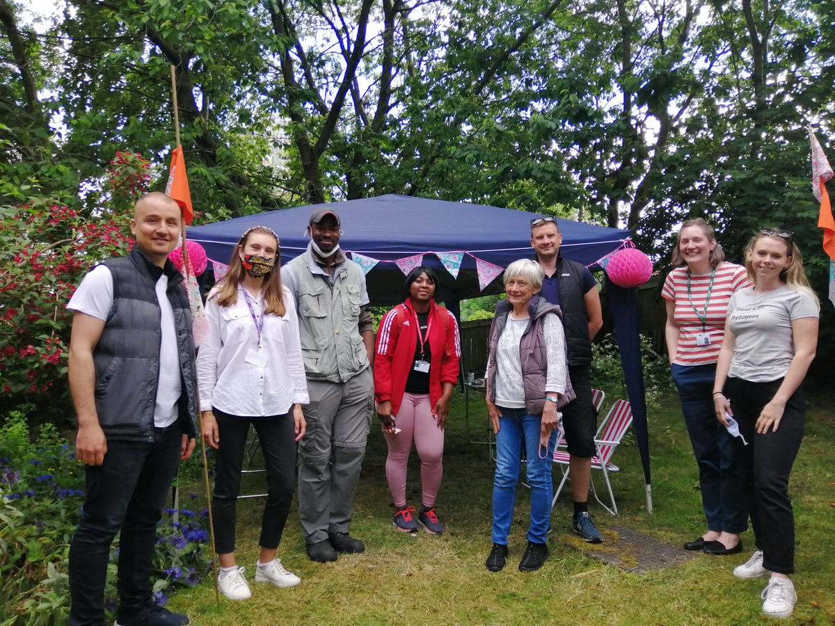 WestEndRefugee's tweet photo. Great to celebrate @RefugeeWeek in our garden this week, bringing people together in a safe space 😃 #WeCannotWalkAlone
 This is #whoweare 🧡🧡🧡 #TogetherWithRefugees https://t.co/bkuqgra2li