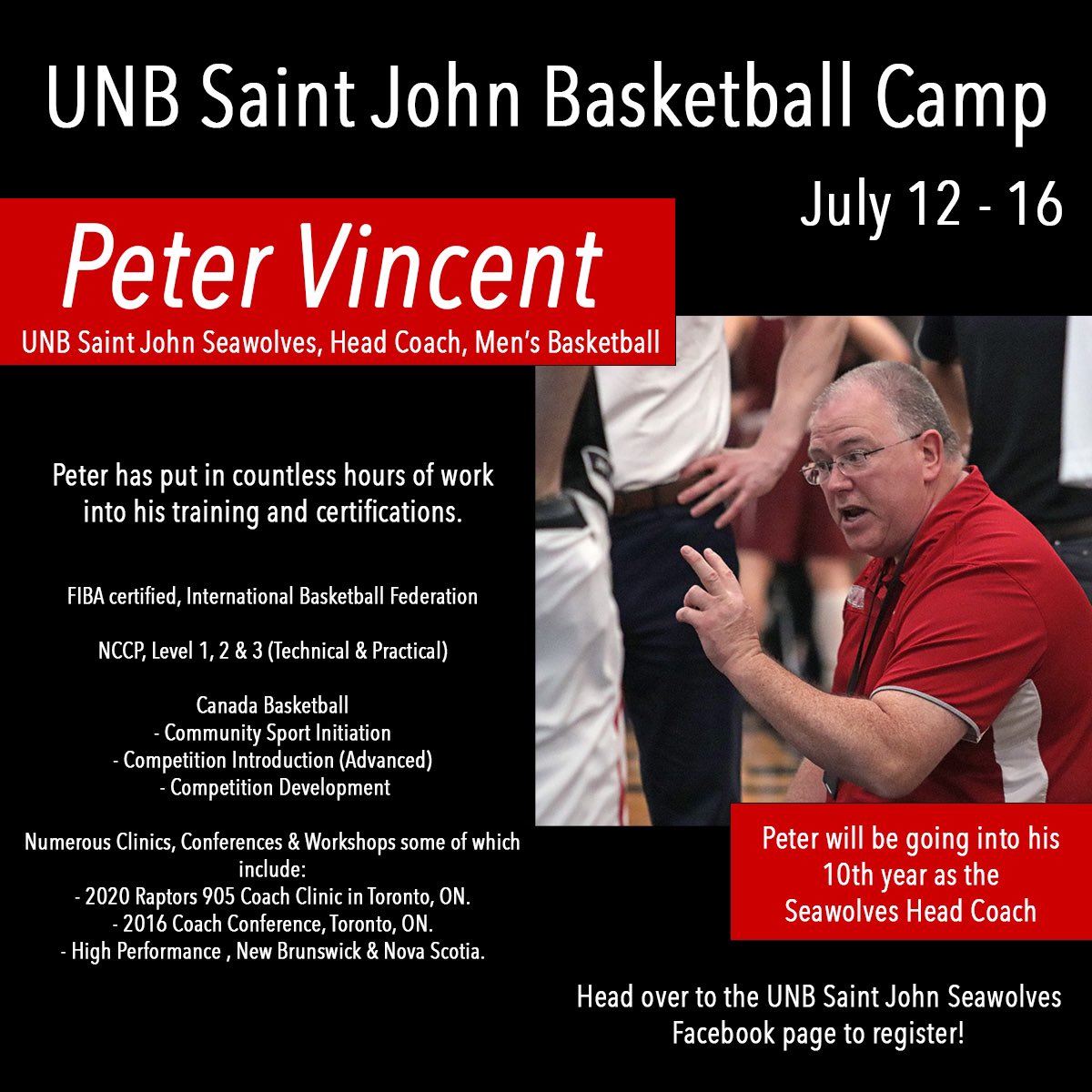 Register now for our basketball camp with head coach <a href="/Coach_Vincent/">Peter Vincent</a> July 12-16! unb.ca/saintjohn/athl… <a href="/BasketballNB/">Basketball NB</a> <a href="/kvba_info/">KVBA</a> <a href="/LMBAHoops/">Lancaster Hoops</a> <a href="/rvba_info/">RVBA</a> <a href="/ECB_Academy/">ECBA</a> <a href="/HamptonMBA/">Hampton Minor Basketball</a>