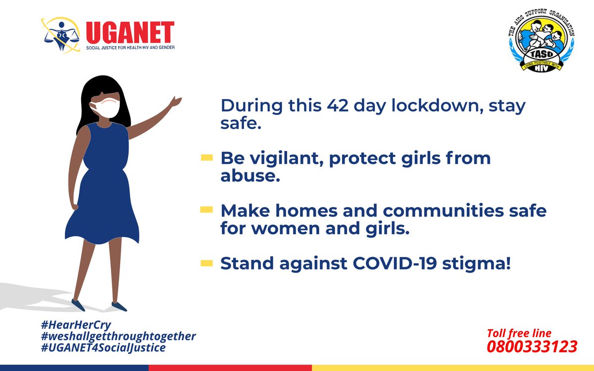 Amidist the challenges heavy that the #COVID19UG second wave  has put on Uganda, we must  protect people around us from gender based violence most especially women aged girls who are most at risk. Everyone bears this responsibility
#Uganet4SocialJustice
#HearHerCry