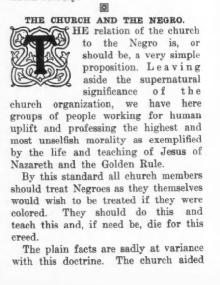 danieleleven32's tweet photo. 🔥🔥🔥

Incredible short essay by W.E.B. Du Bois, "The Church and the Negro," _The Crisis_ (October 1913)

"The Negro problem is the test of the church."

take 2 minutes and read this:

https://t.co/i1CKgNjmUZ https://t.co/PuGaqh07AS