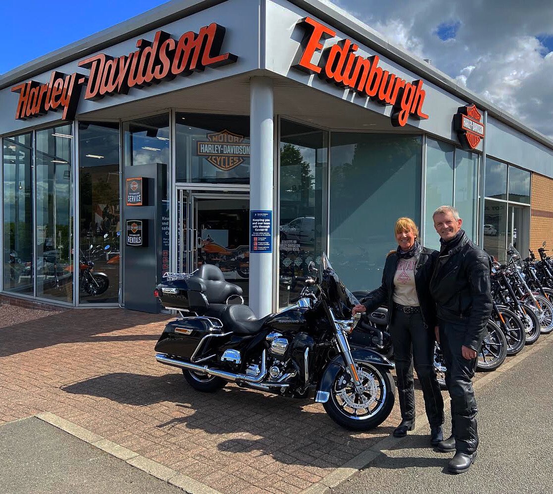 EdinburghHarley's tweet photo. Mr and Mrs Ramge collecting their approved used Harley-Davidson Ultra Ltd, enjoy and safe riding 👀💥 https://t.co/Fi30qguIiN