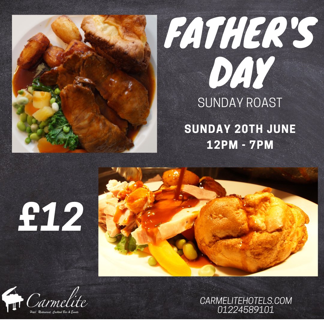 Father's Day is just around the corner. Don't forget to book your table!!
Book now - bit.ly/2S2PX2c
#fathersday #fathersdayaberdeen #foodanddrink #foodanddrinkaberdeen #sundayroast #sundayroastaberdeen #carmelite #carmeliteaberdeen