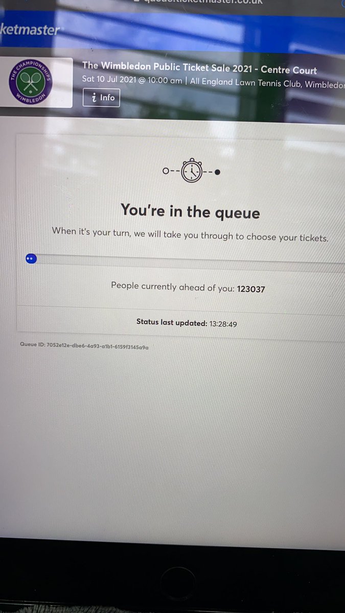 mlisarichards's tweet photo. Tried to use the code from 1.00pm and it tells me to try again and again and again #Wimbledon I’ve missed tickets after this mistake and waiting in this queue 😩 https://t.co/nz36uC474a