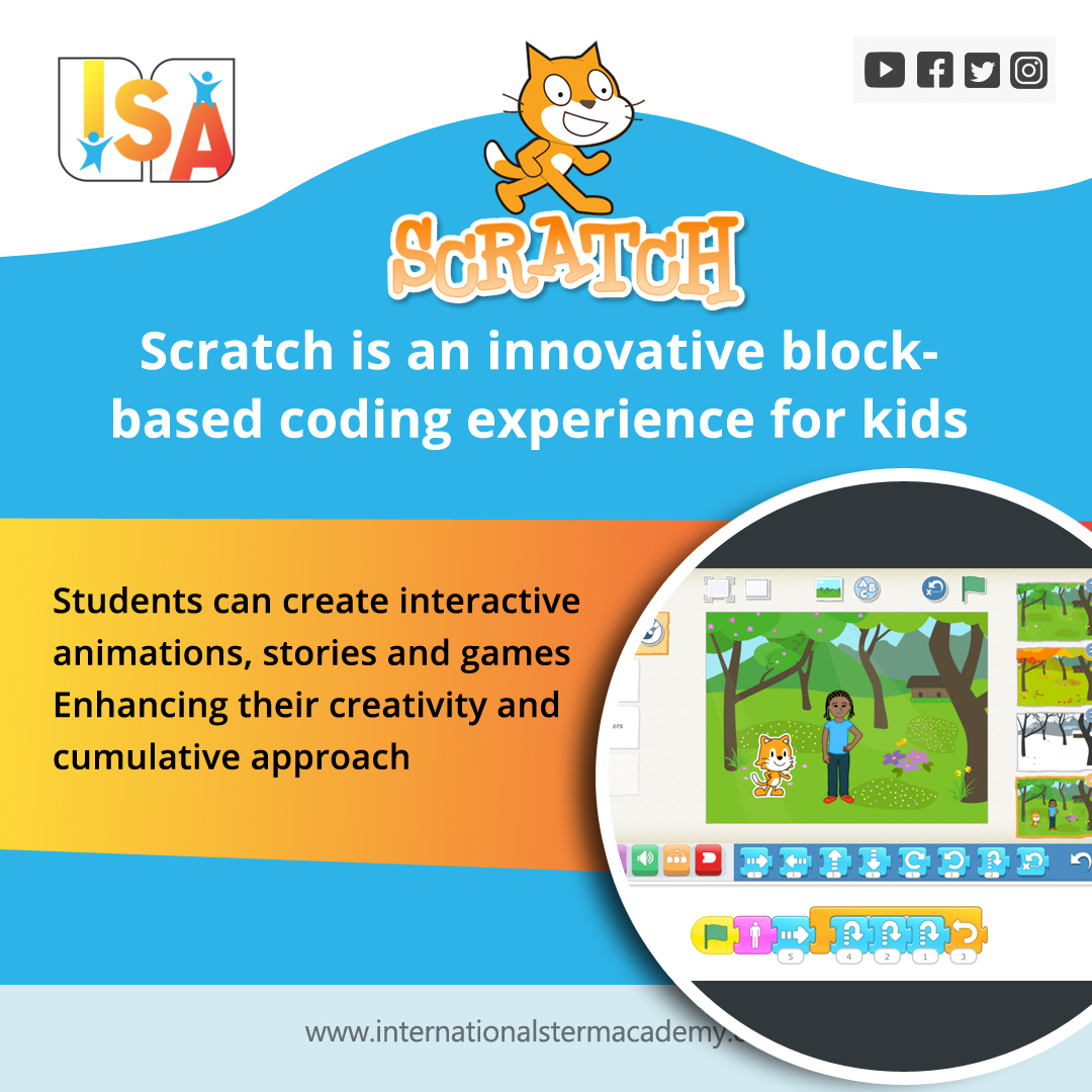 isastemacademy's tweet image. Children that learn Scratch Coding have a better understanding of the programming language. It helps them expand their creativity, reasoning, systematic and collaborative approach.
For more info:tinyurl.com/hfp8c87y
#internationalstemacademy #scratch #scratchcode #kidscode
