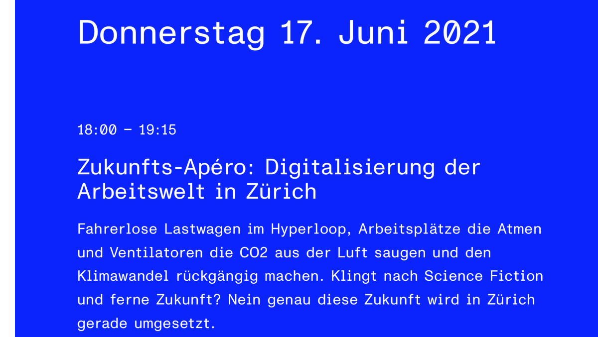 Heute Abend im Karl der Grosse, seid dabei! Kostenlose Tickets (Anmeldung obligatorisch): karldergrosse.ch/ticketreservat…

#Digitalisierung #Arbeit #Zürich #Zukunft  
<a href="/MercatorCH/">Stiftung Mercator Schweiz</a> <a href="/stadtzuerich/">Stadt Zürich</a> <a href="/CST_aktuell/">Cargo sous terrain</a>