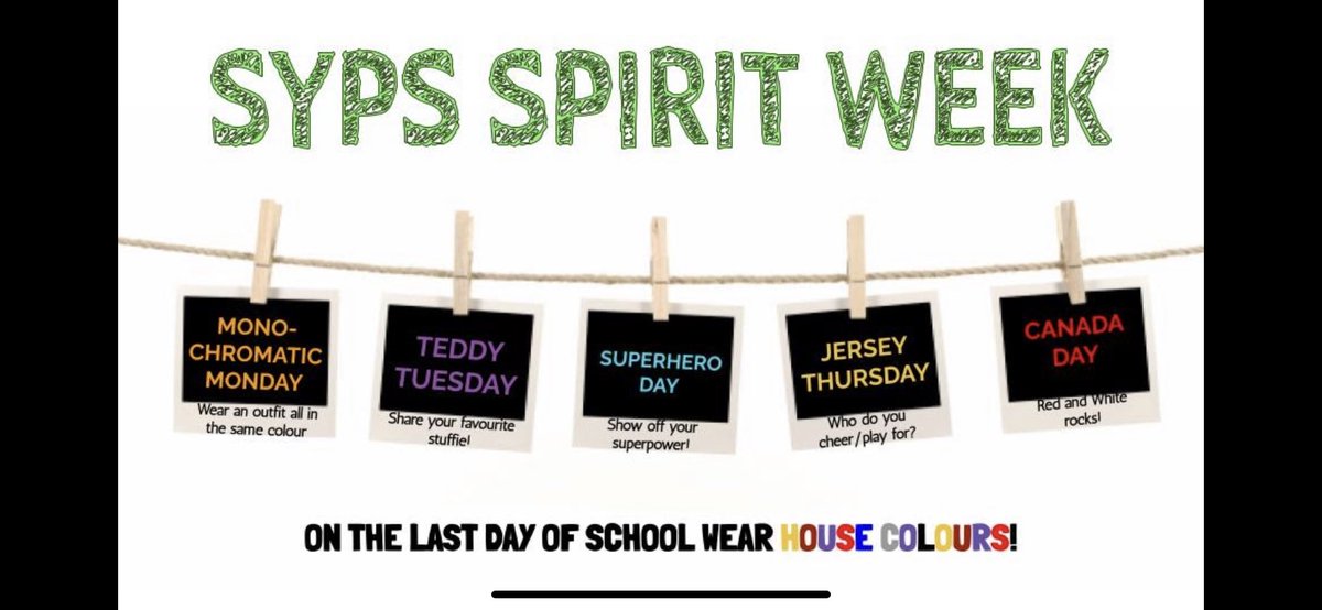 Terriers ~we have one final spirit week before we announce the winners of the  house cup! Make sure your teacher sees your outfit