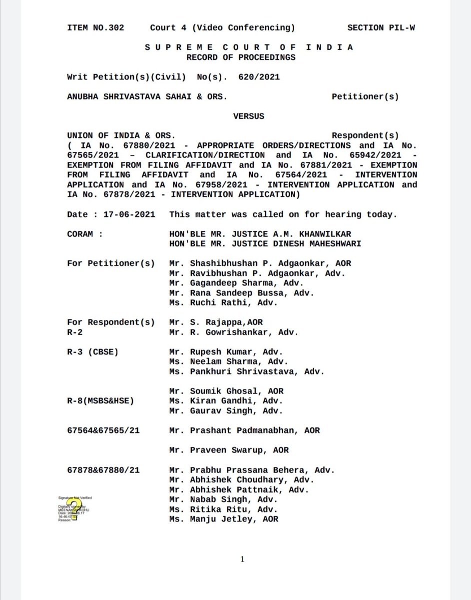 TheAnuragTyagi's tweet photo. Hon'ble Supreme Court order dated 17/06/2021 in #StateBoardExams matter. #AssamBoardExams #ahse #seba @atcghaziabad @LiveLawIndia @barandbench https://t.co/EFH6Txneyu